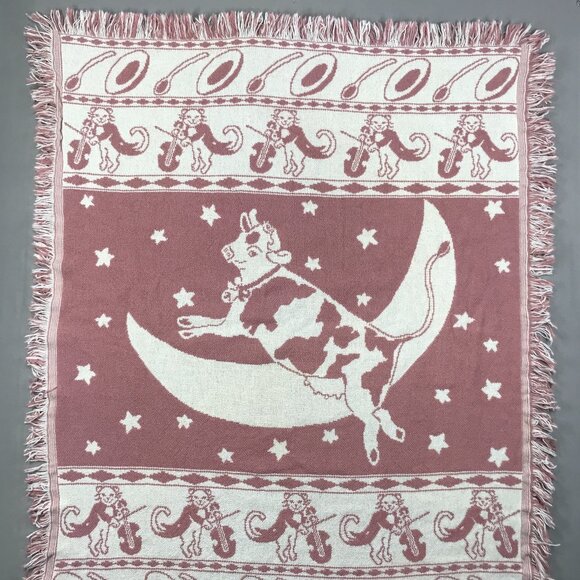 Goodwin Weavers Tapestry Hey Diddle Diddle Cat & Fiddle Baby Throw Blanket 34x42 - Picture 1 of 10